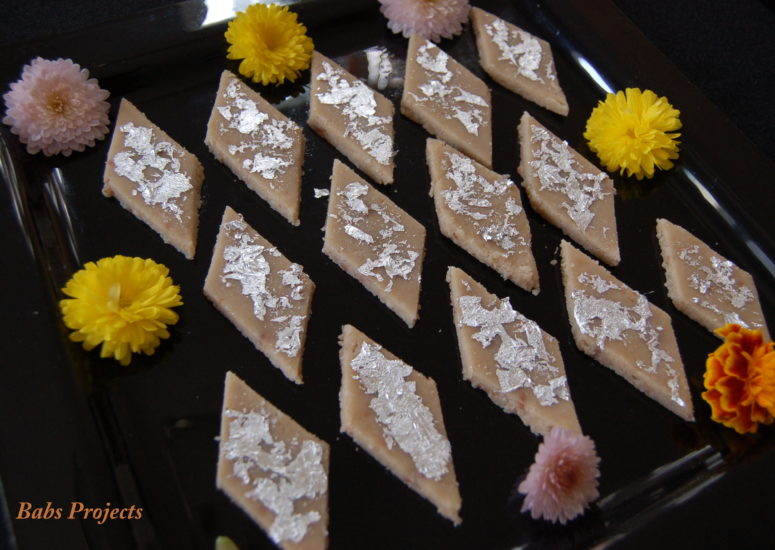 Kaaju Katli or Cashew Burfi is a fudge like sweet made from powdered cashews nuts and are most recognized for their diamond shape