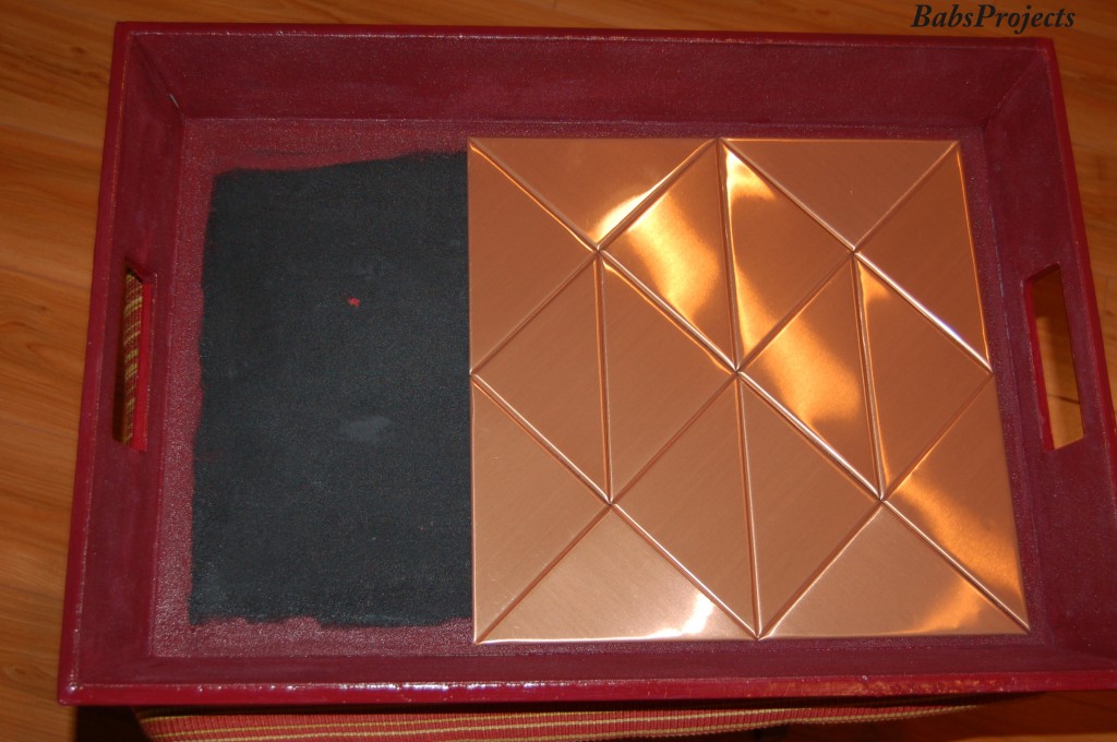 "Copper Tiled Wooden Tray"