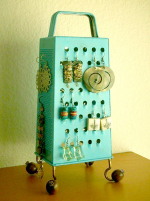 Homemade Earring Holder from an Upcycled Cheese Grater