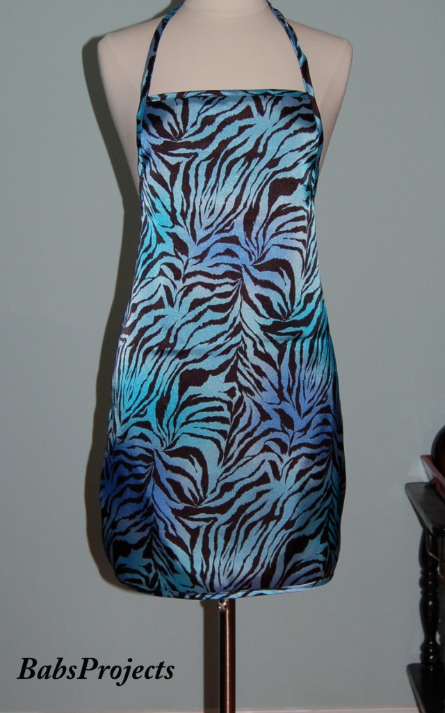 "Blue Zebra Printed Apron"