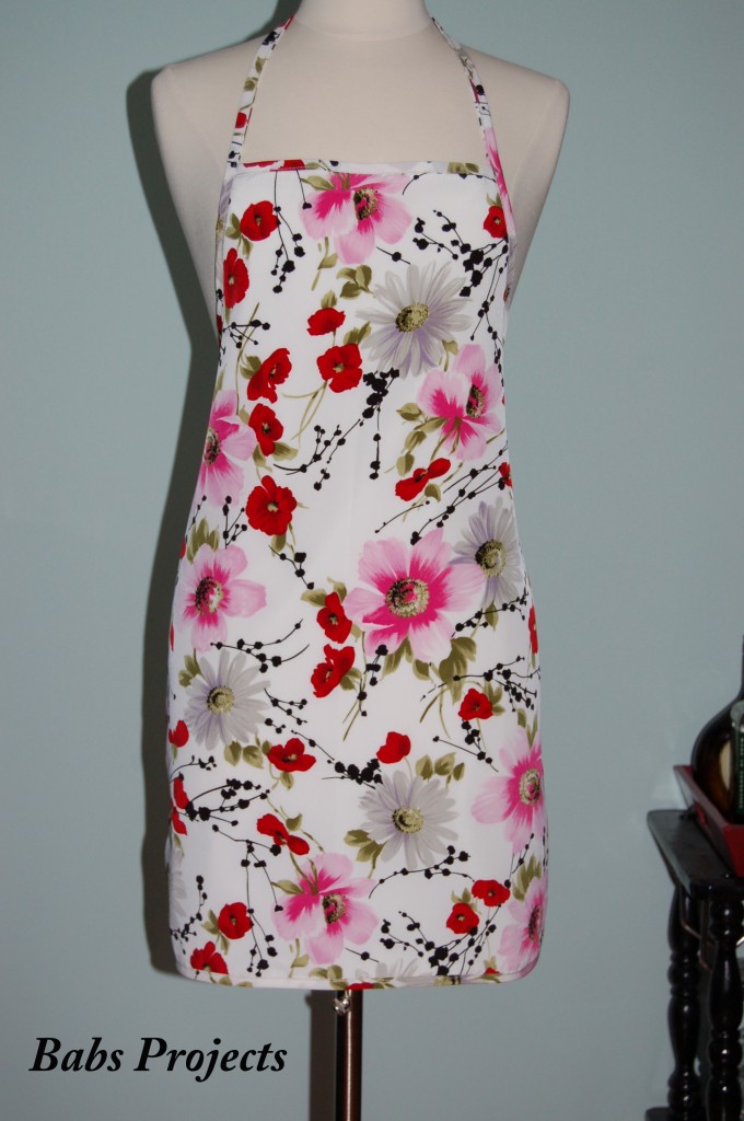 "Red,Pink Floral Apron"