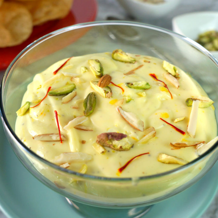 Hung Yogurt Shrikhand in a Glass Bowl