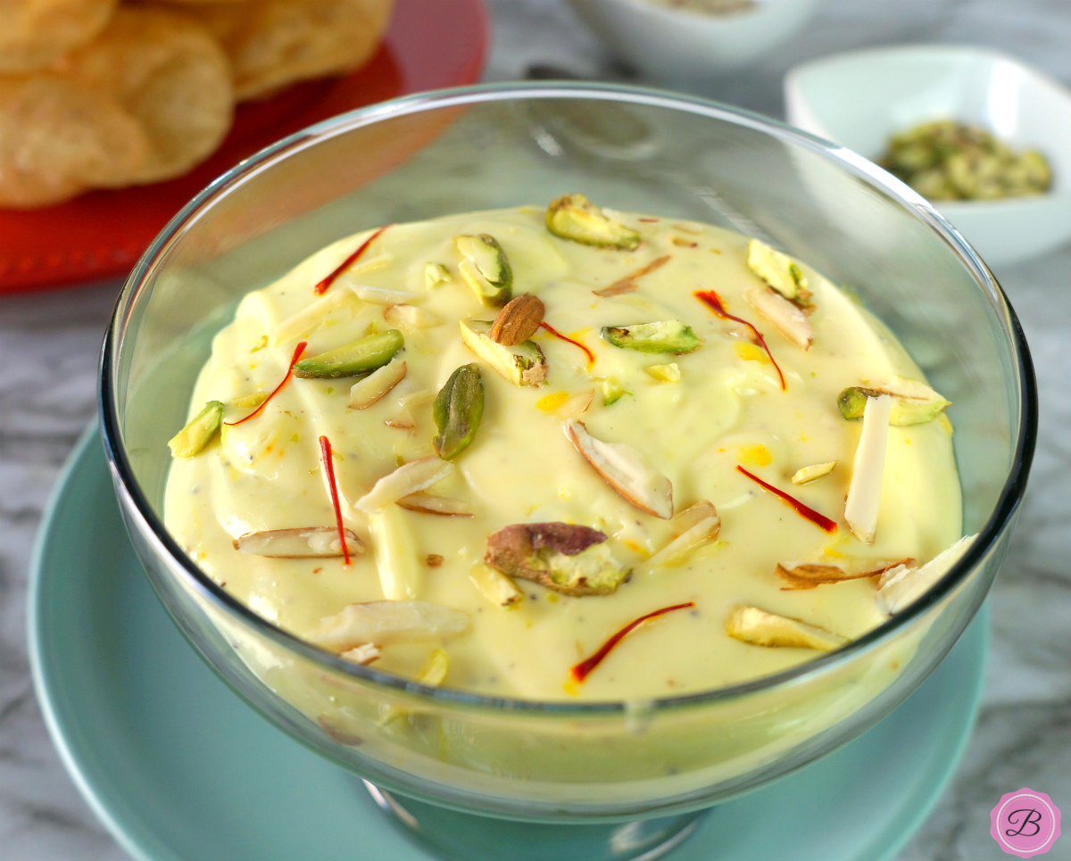 Hung Yogurt Shrikhand in a Glass Bowl