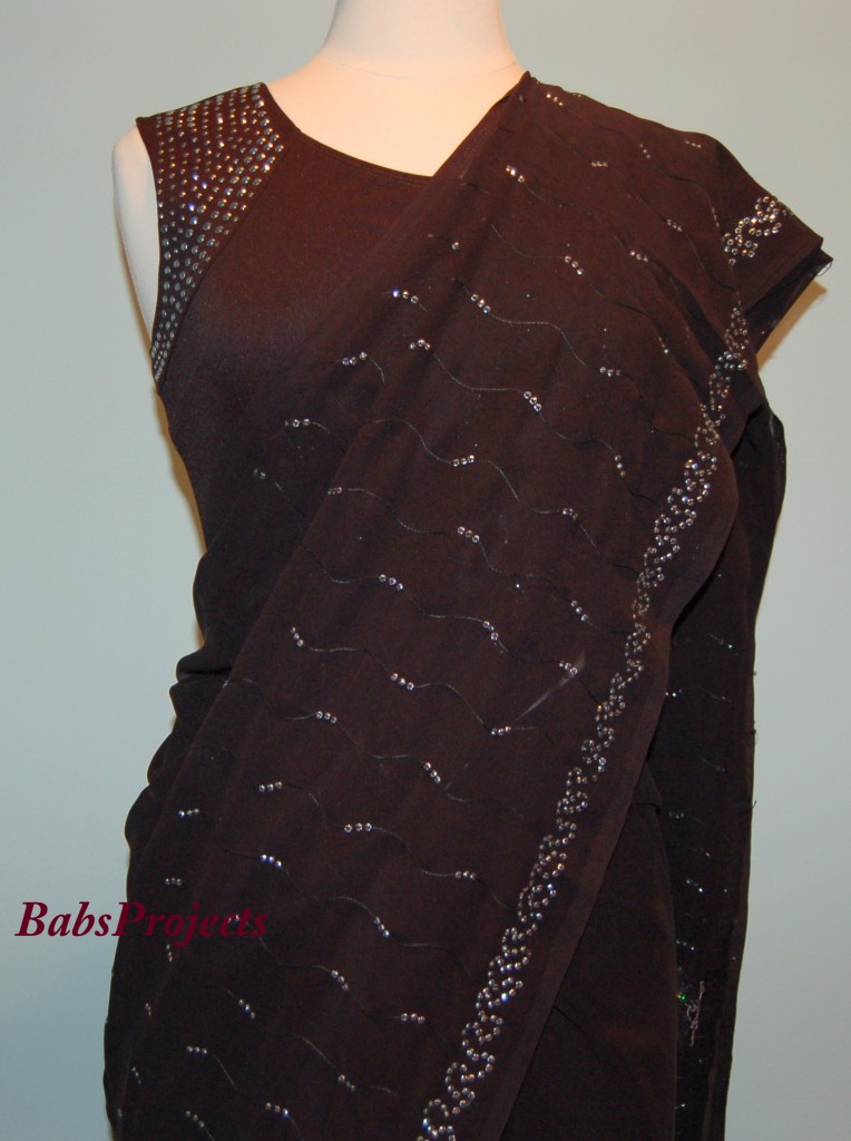 Black Sari and Crop Top