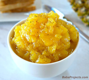 Pineapple Chutney in a White Bowl