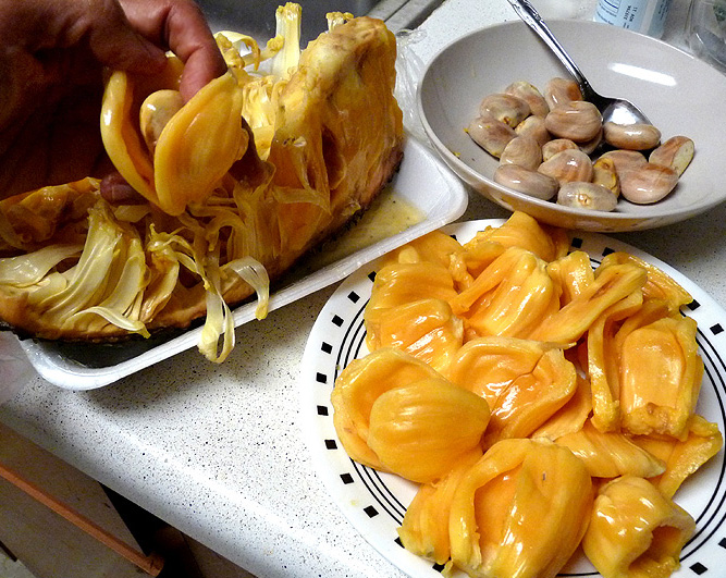 Jackfruit flesh and seeds