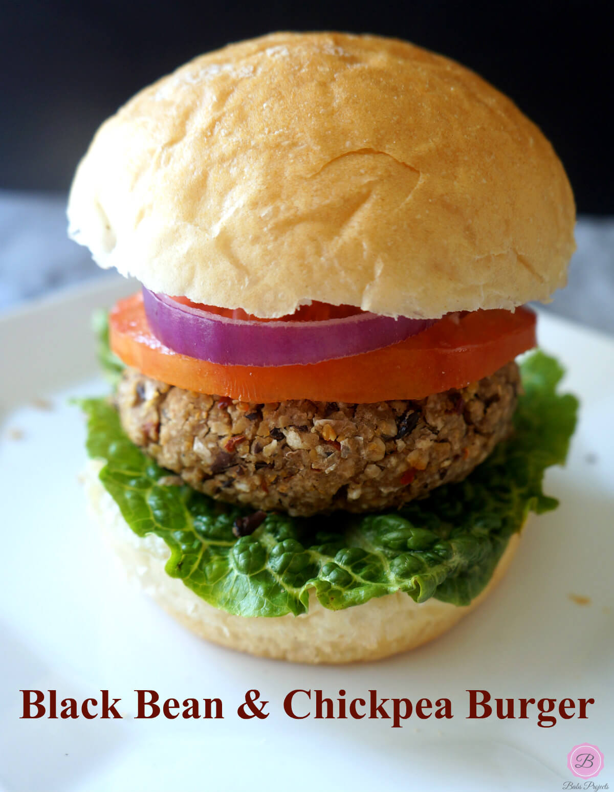 Close-up Photo of Black Bean and Chickpea Burger