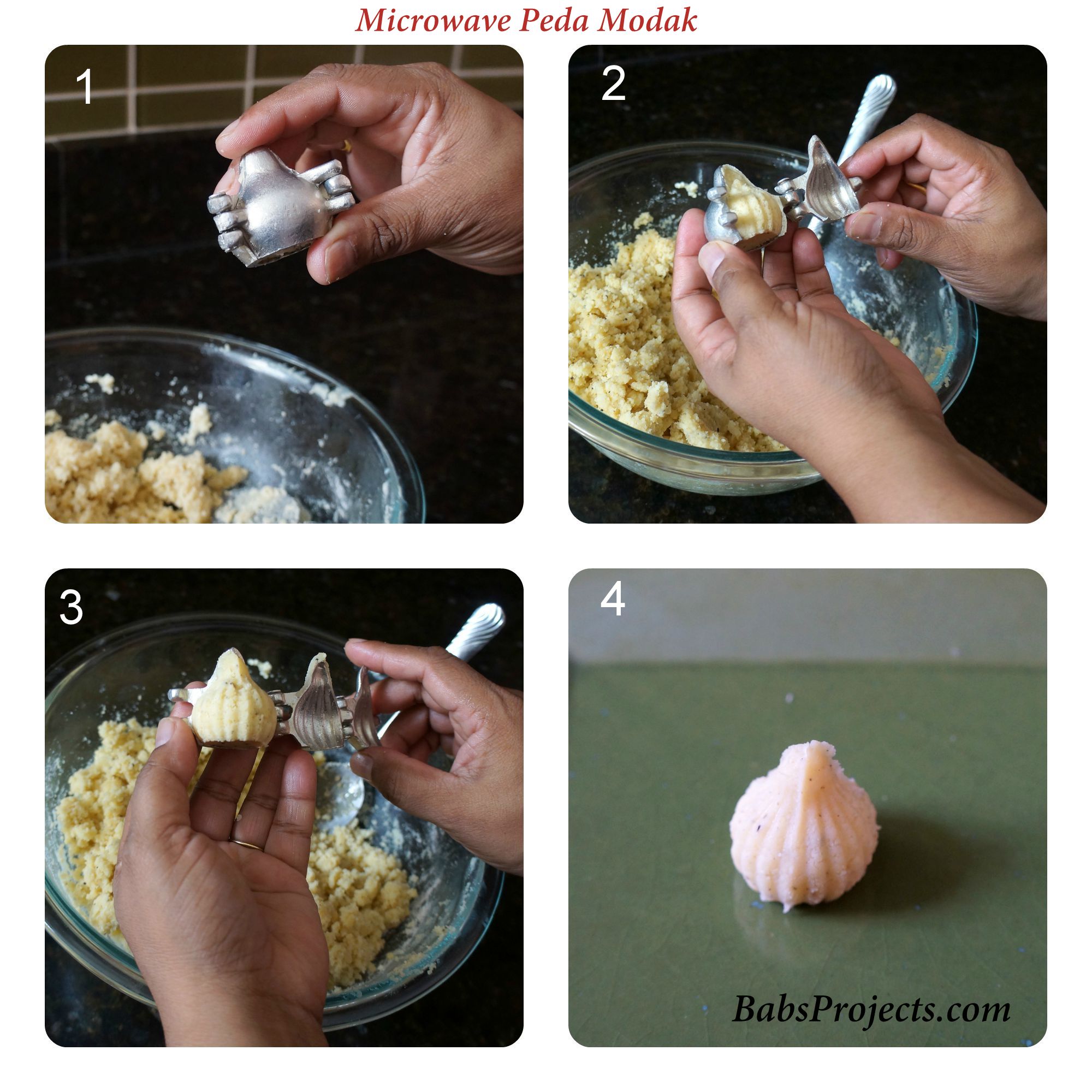 Step by Step Pictures to Make Peda Modak with Mold