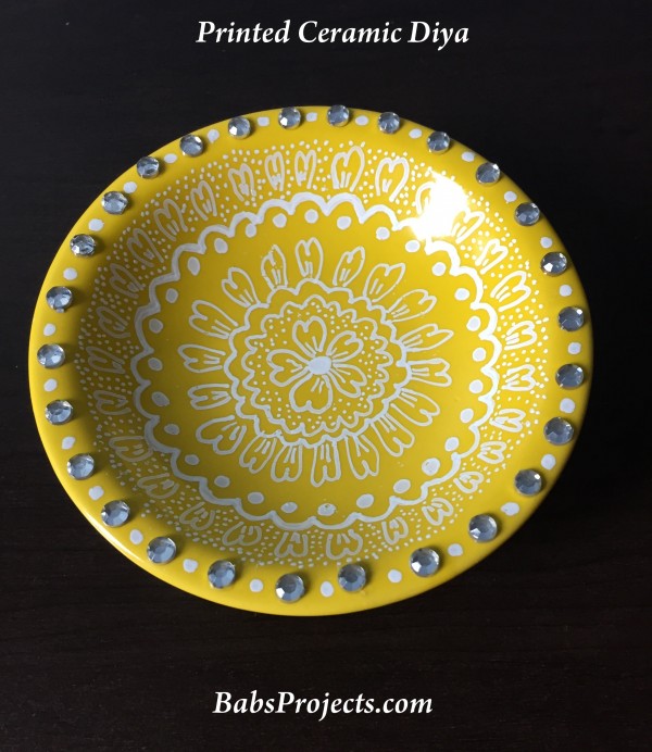 Printed Ceramic Diyas Yellow