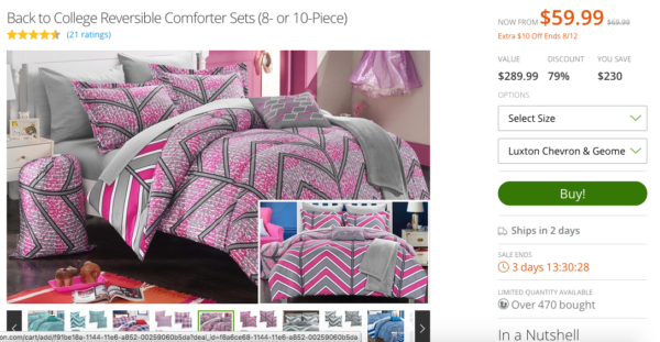 Groupon Bedding for Teenagers and College Students