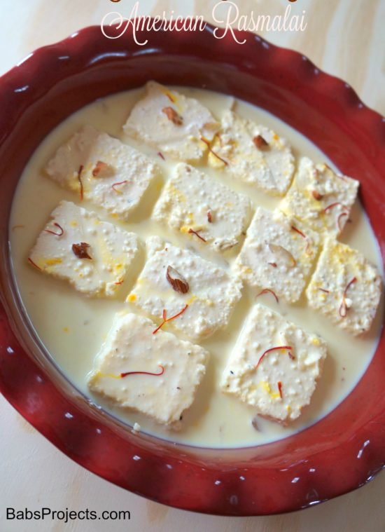 American Rasmalai Made with Ricotta Cheese and Half and Half Milk