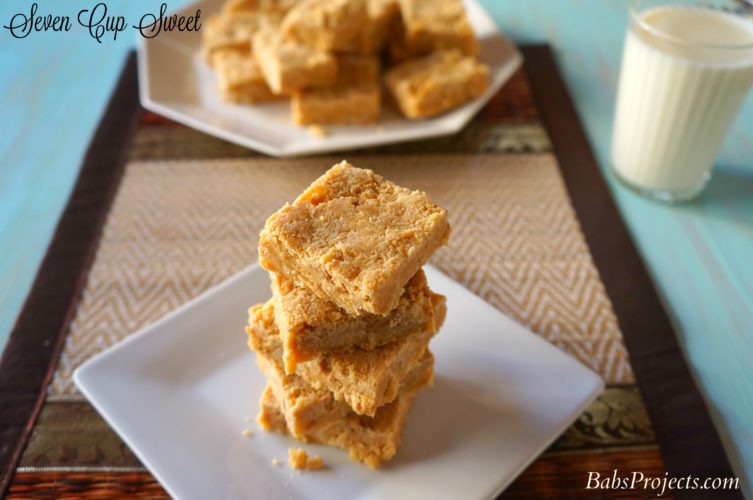 Seven Cup Sweet Made With Chickpea Flour, Milk, Sugar, Ghee and Grated Coconut.