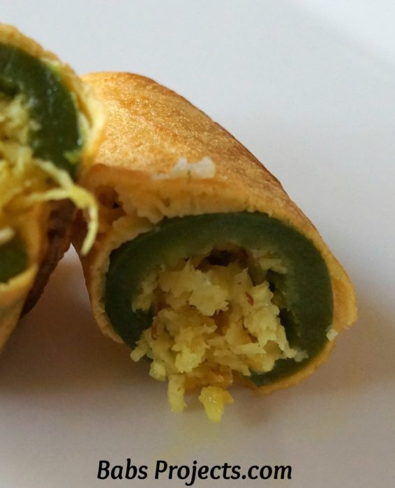 Coconut Stuffed Jalapeno Pakoda Which is Similar to Stuffed Jalapeno Popper