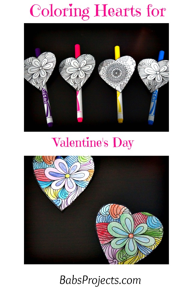 Coloring Hearts for Valentine's Day for Kids Crafts and Class Favors