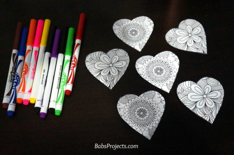 Coloring Hearts for Valentine's Day for Kids Crafts and Class Favors