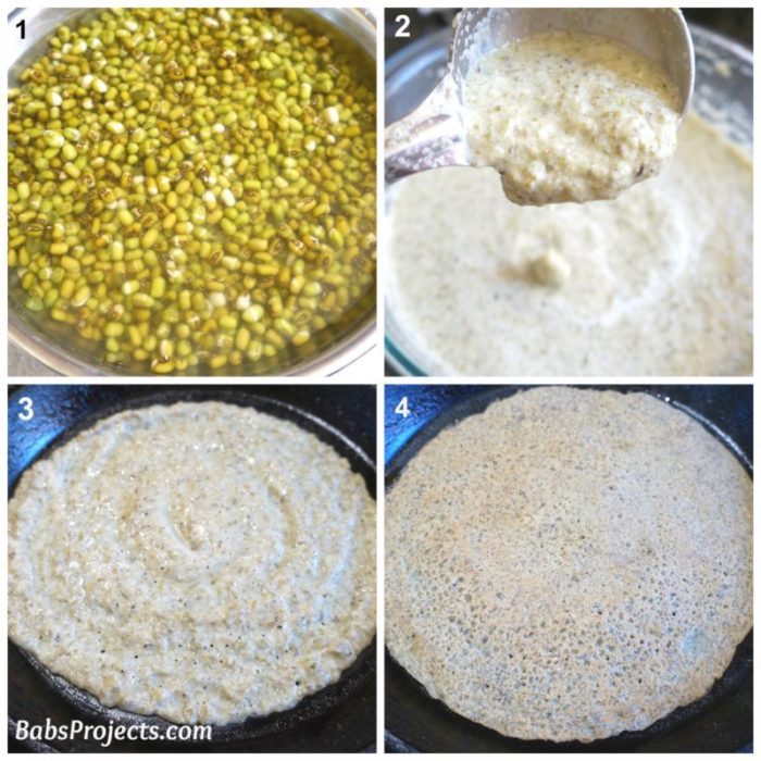 Healthy Whole Moong Dosa is made from Mung Beans 