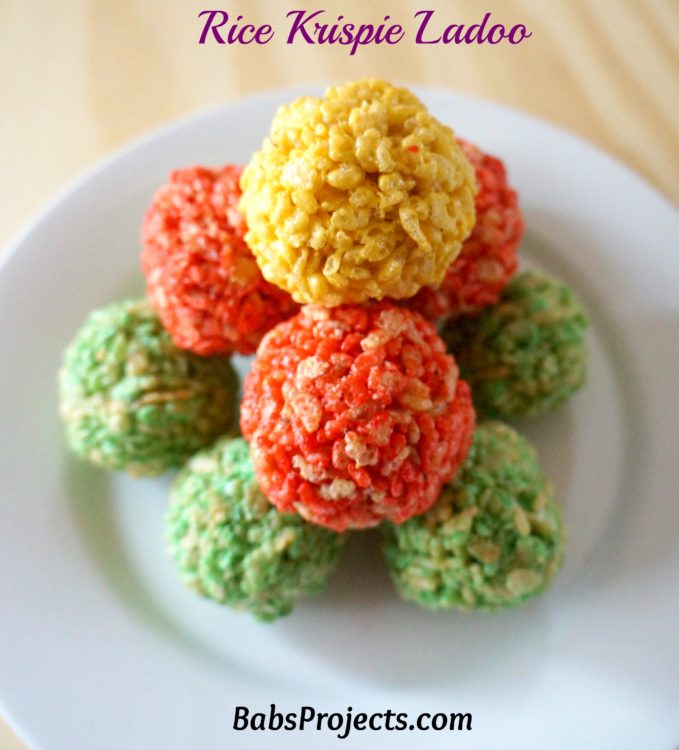 Colorful Rice Krispie Ladoo Made for Holi, The Festival of Colors
