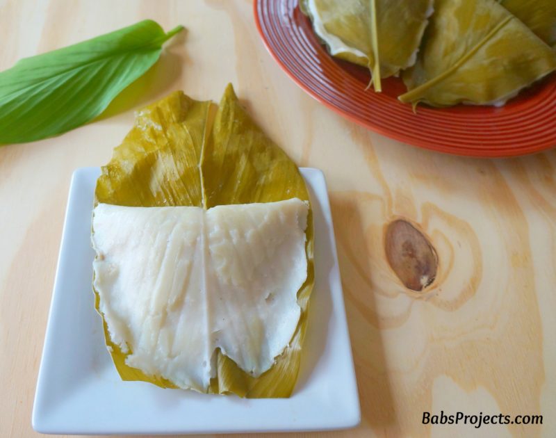 Manjal Irre dha Gatti - Rice and Sweet Coconut Steamed Dumpling Wrapped in Turmeric Leaves