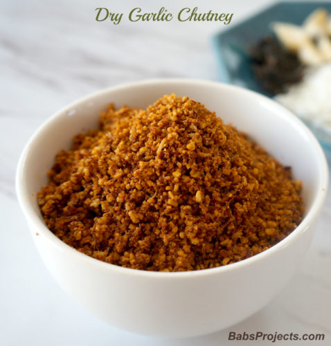 Dry Garlic Chutney in a White Bowl