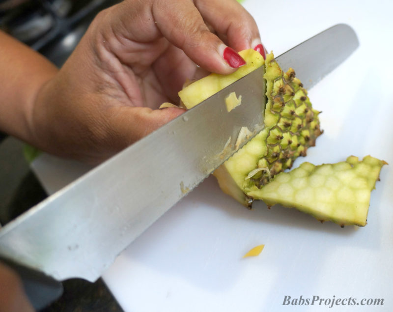 Preserve Jackfruit Rind, Cut off Skin with Knife