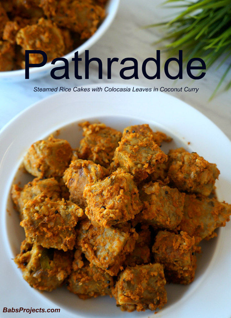 Pathradde - Steamed Rice Cakes with Colocasia Leaves in Coconut Curry