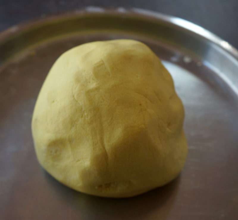 Rice Dough on Stainless Steel Plate