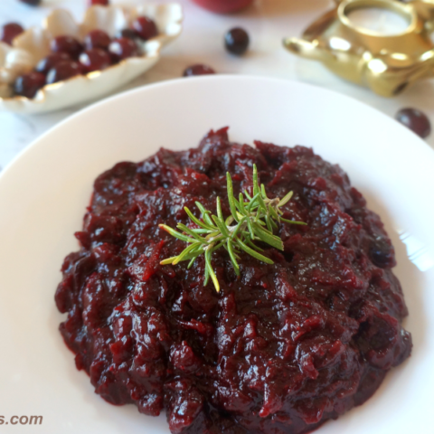 Cranberry Chutney on a White Plate