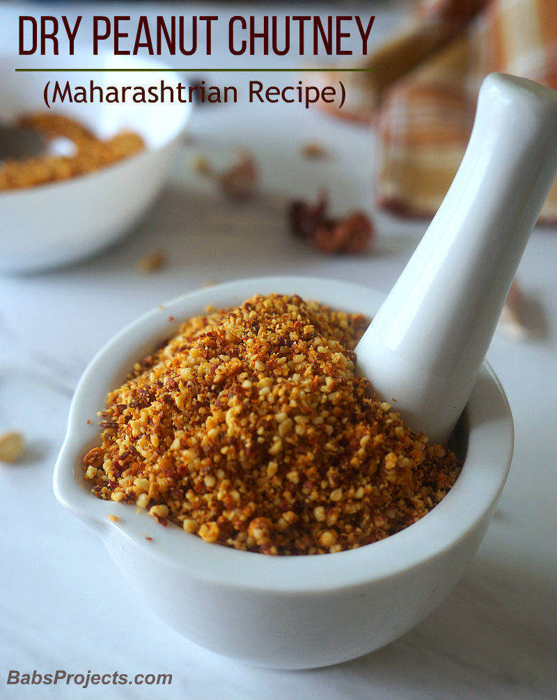 Peanut Chutney in a White Mortar and Pestle