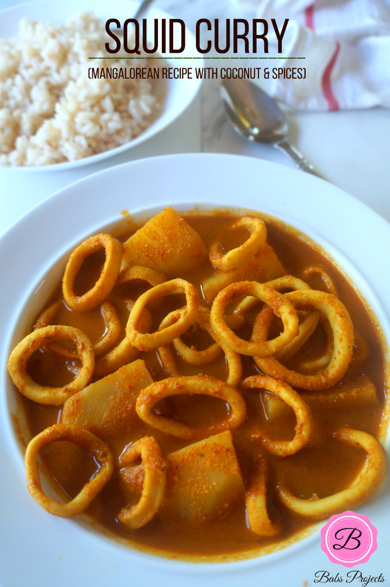 Squid Curry & Potatoes in White Bowl