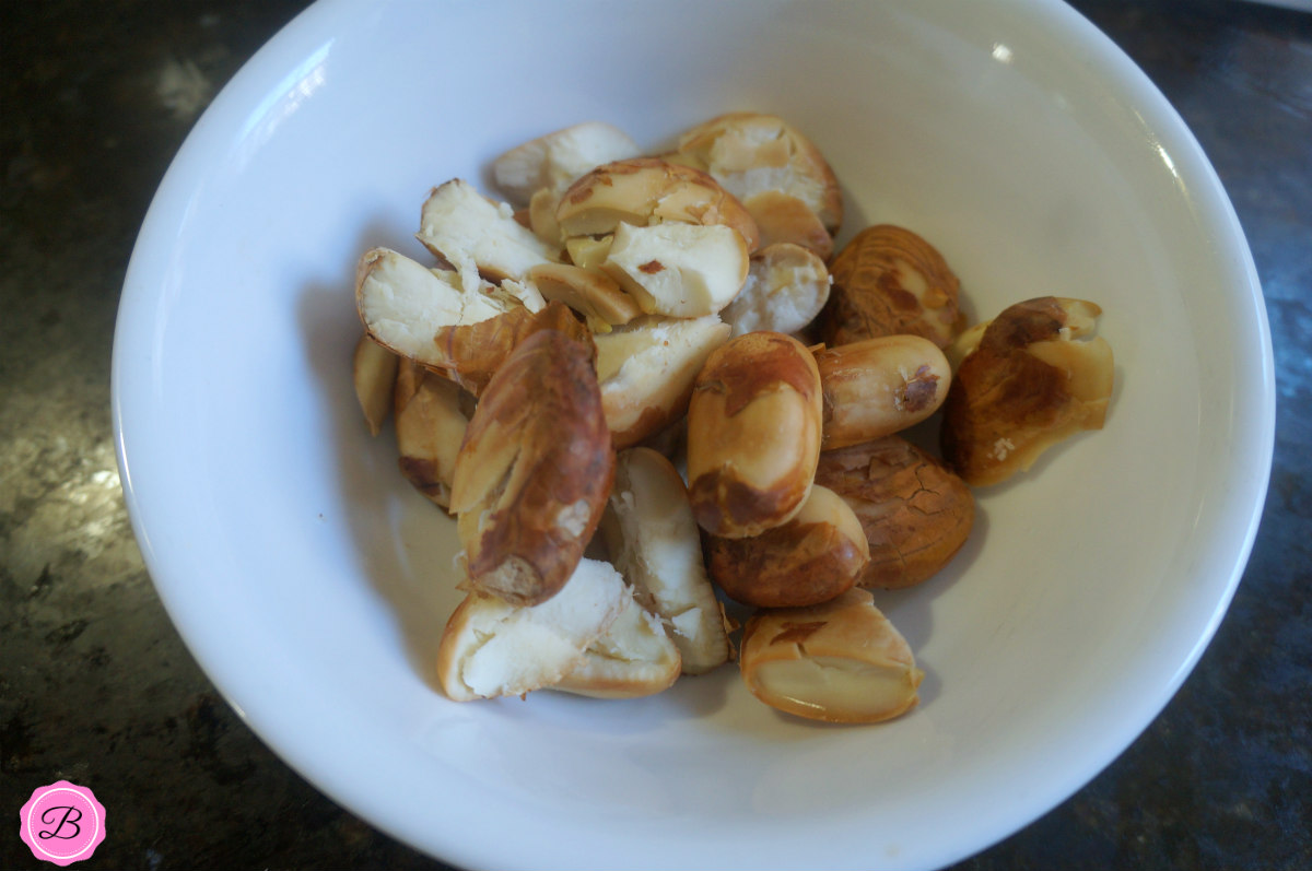 Crushed Jackfruit Seeds in a White Bowl