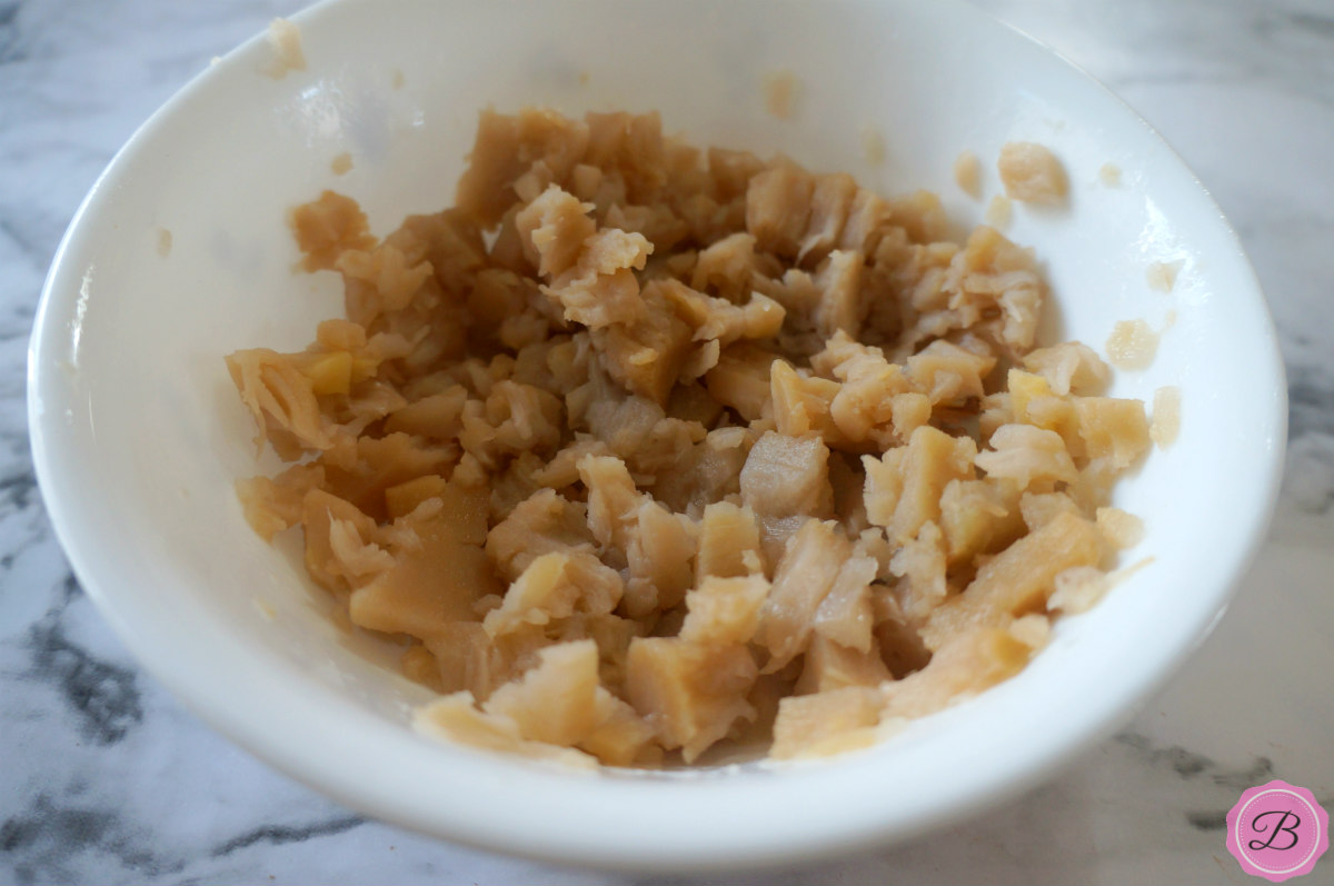 Chopped up Jackfruit Rind in a White Bowl