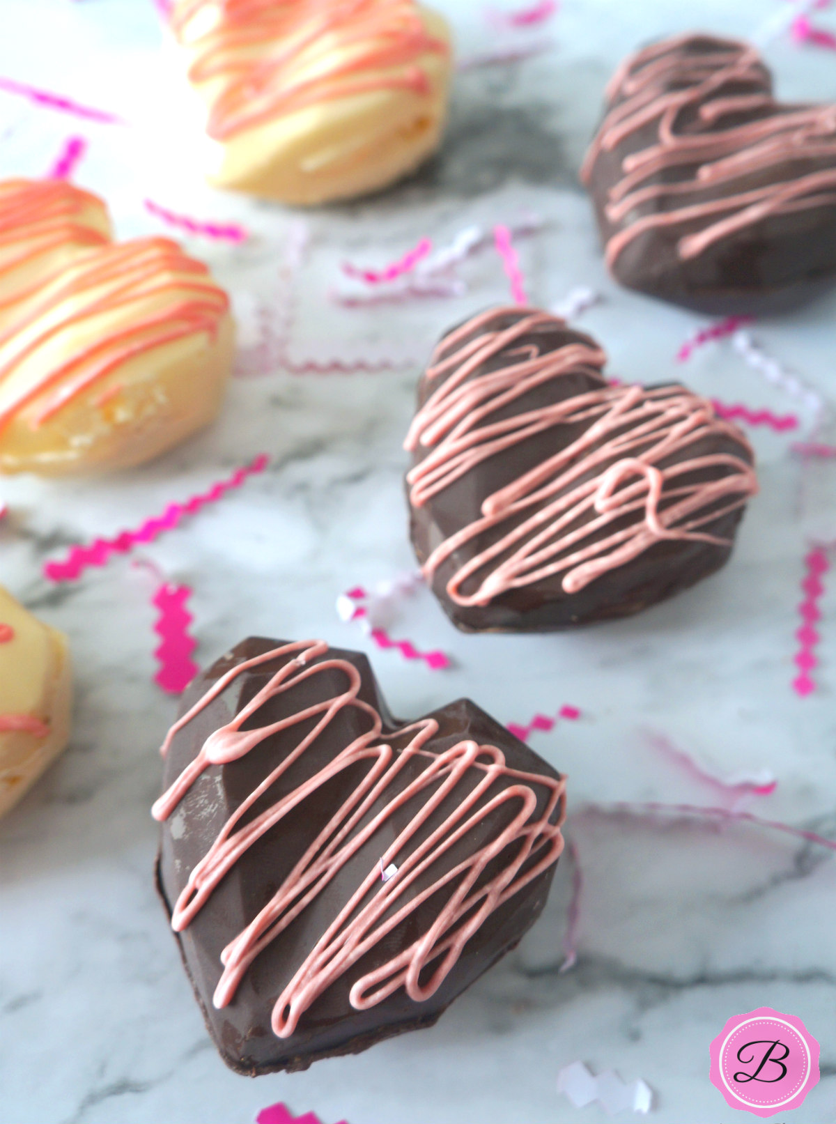 Heart Hot Chocolate Bombs in White and Milk Chocolate Flavor