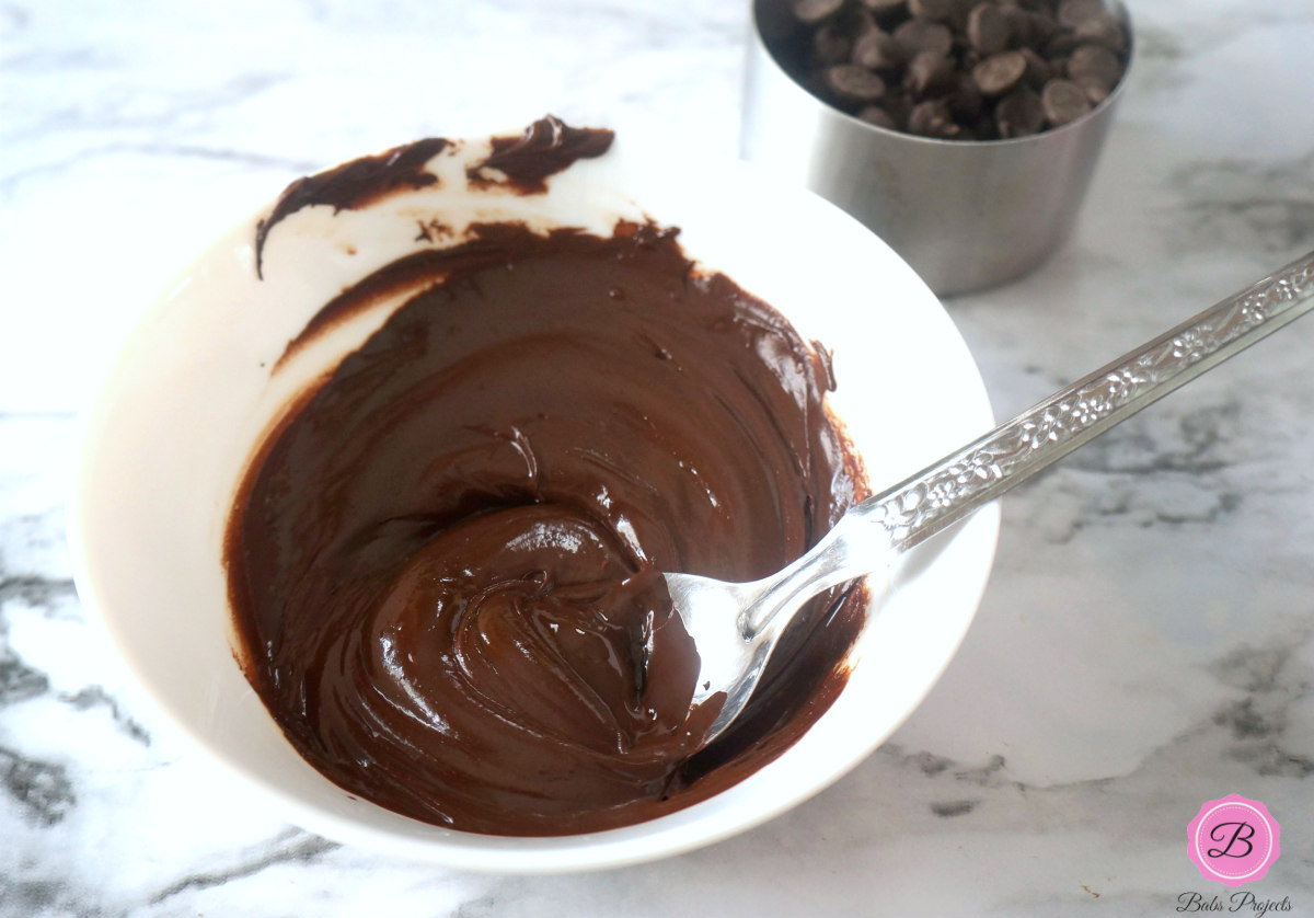 Melted Chocolate Chip in a White Bowl