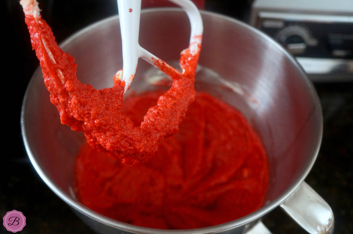 Some Ingredients for Red Velvet Kiss Cookies Mixed Up