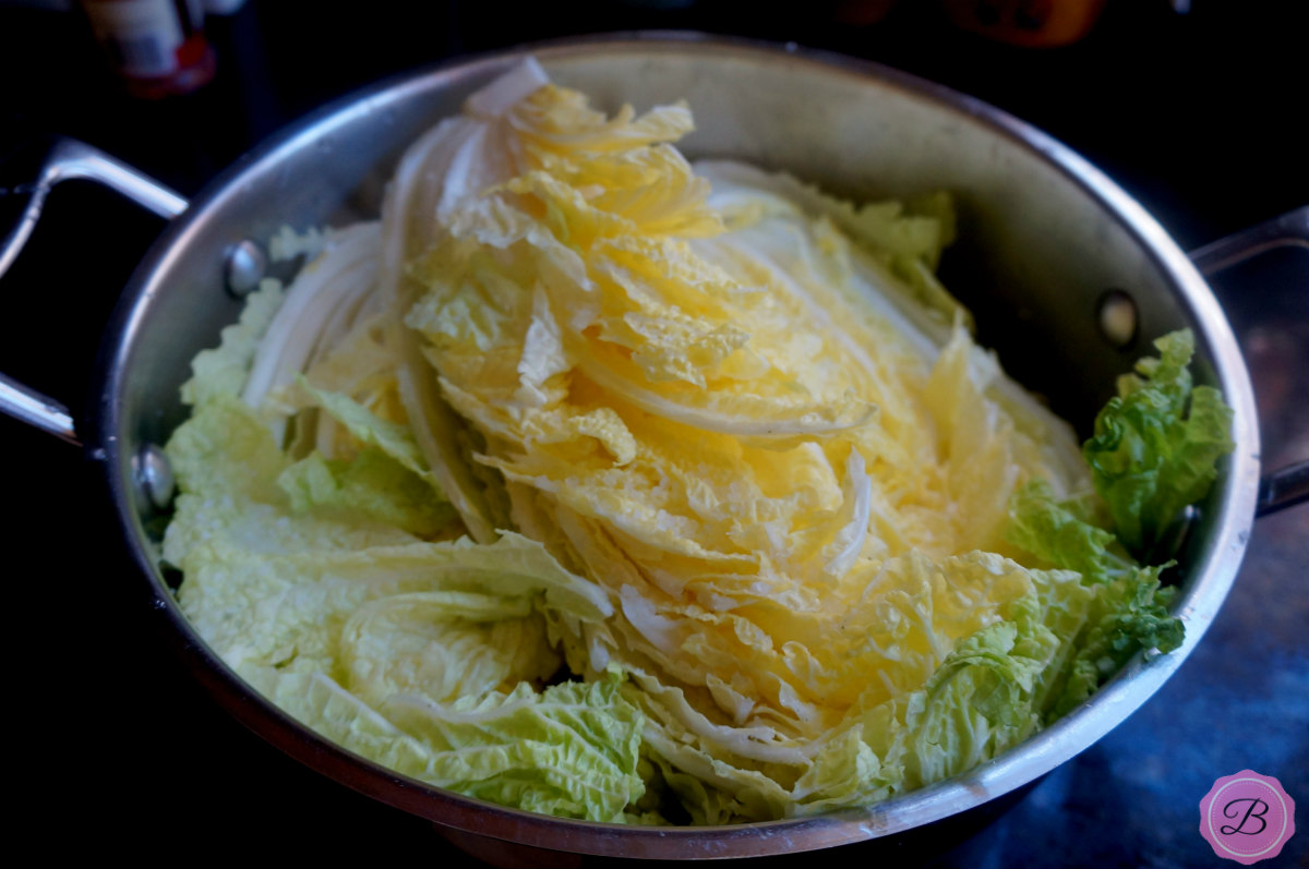 Salted Napa Cabbage in Steel Pot