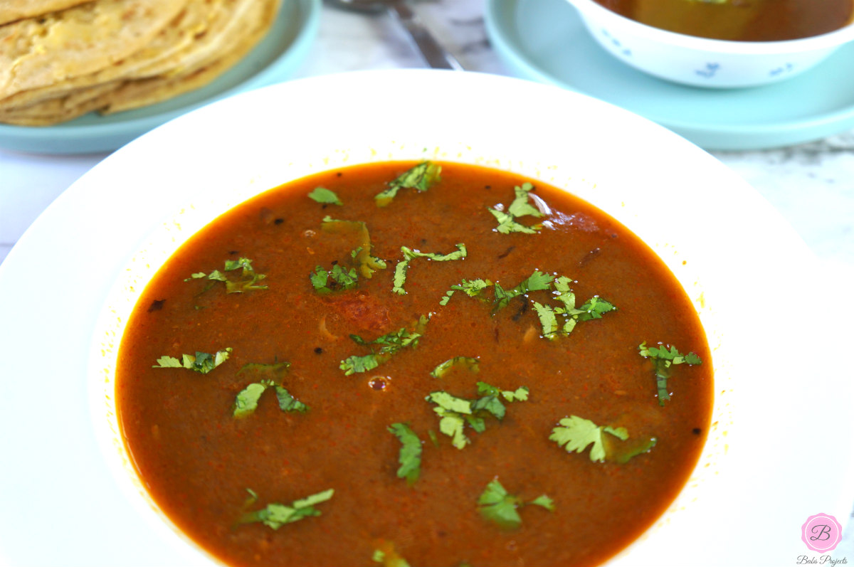 A Close Up of Katachi Amti in a White Bowl