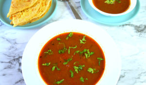 Seasoned Katachi Amti in a White Bowl