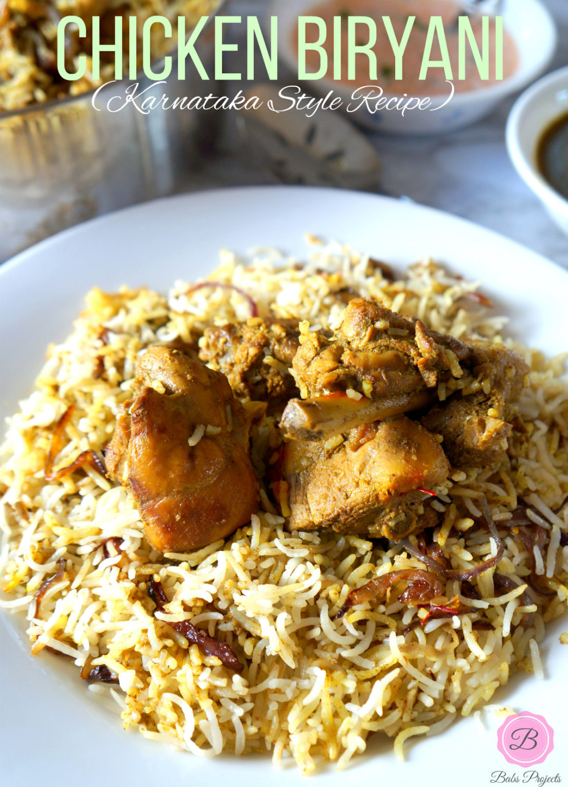 Chicken Biryani in a White Plate