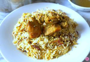 Chicken Biryan in a White Plate