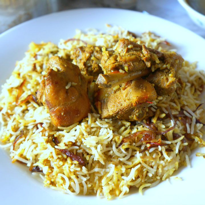 Chicken Biryan in a White Plate