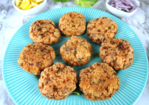 Shrimp Cutlets on a Teal Plate