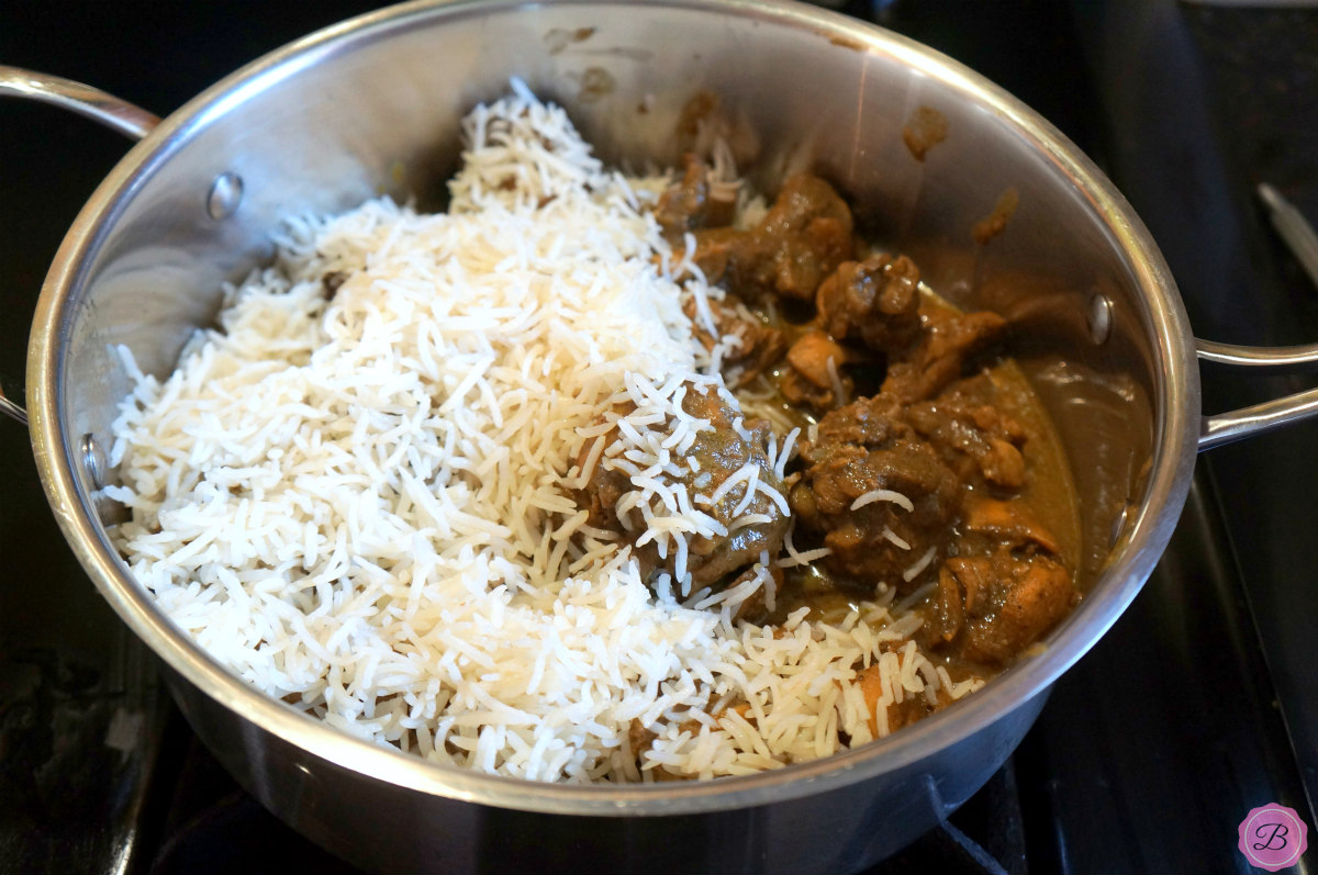 Rice and Chicken Curry in a Pan