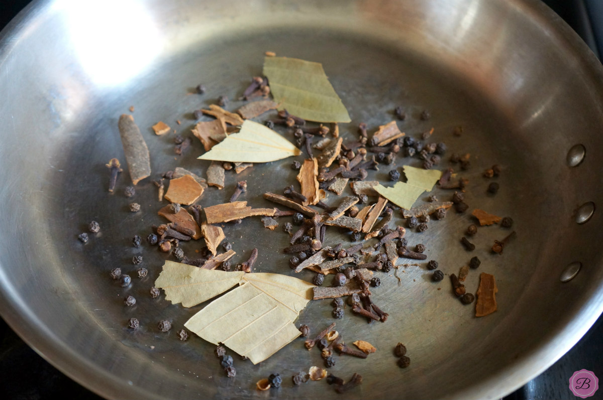 Roasting Whole Garam Masala in a Pan