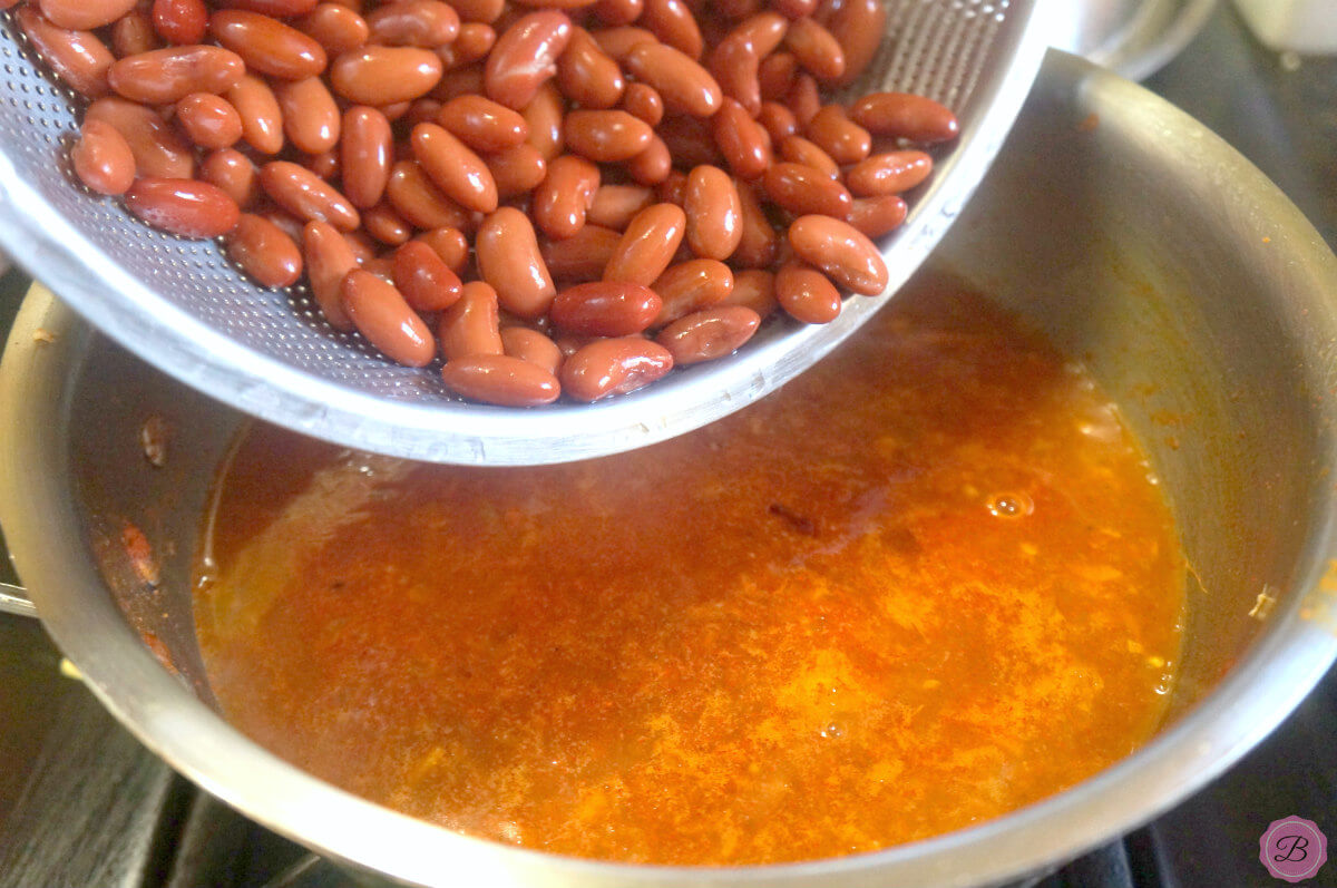 Adding Kidney Beans to Tomato Puree