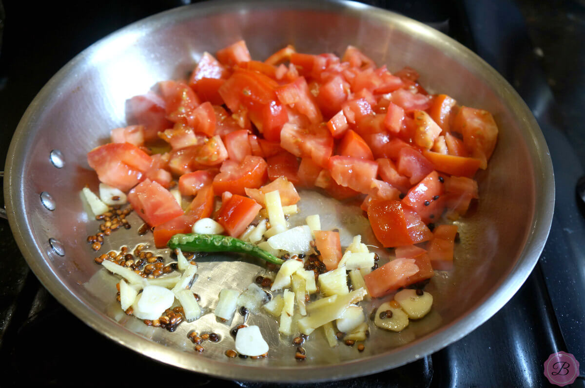 Sauteing Ingredients fro Tomato Chutney