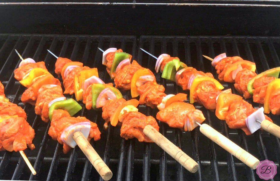 Chicken kebabs on Grill