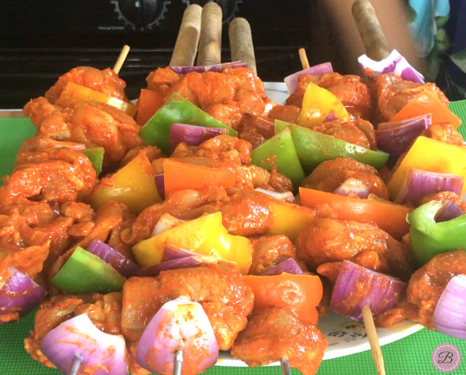 Chicken and Veggies on Skewers