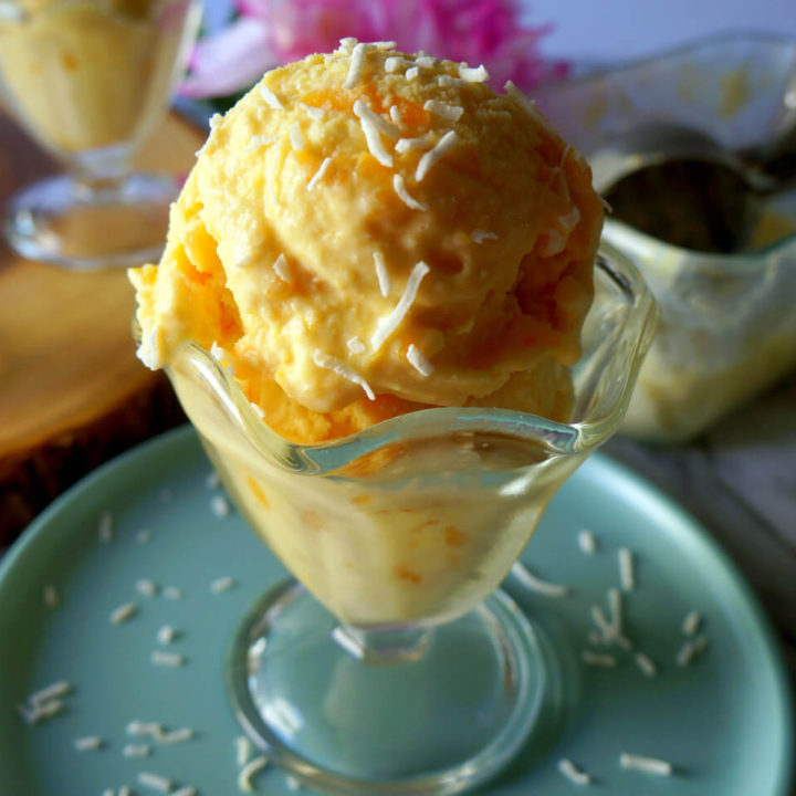 Jackfruit Kulfi Scoop in a Glass Cup