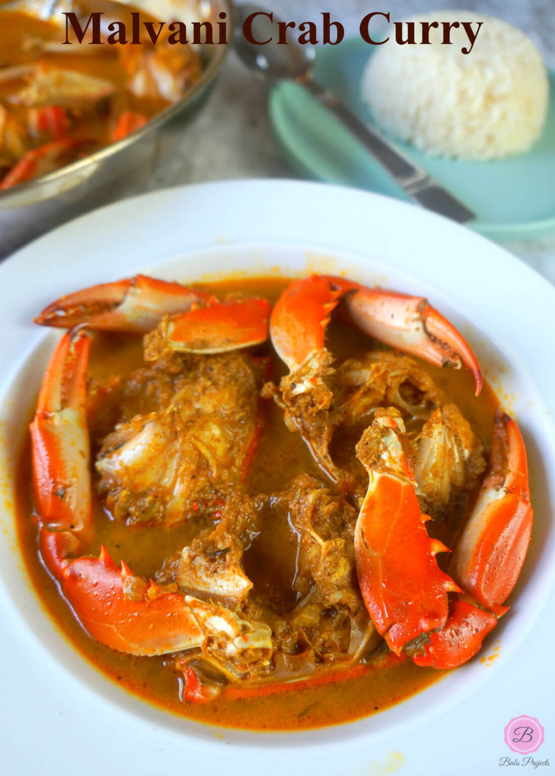 Malvani Crab Curry in a White Bowl