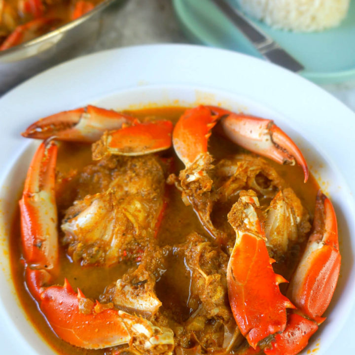 Malvani Crab Curry in a White Bowl